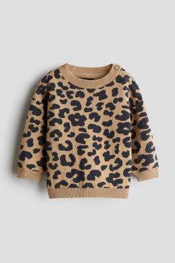 H&M - Girls Beige Jacquard-Knit Jumper