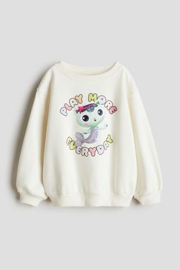 H&M - Girls White Motif-Detail Sweatshirt