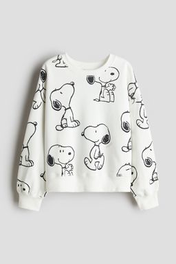 H&M - Girls White Print-Motif Sweatshirt
