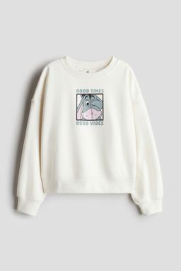 H&M - Girls White Print-Motif Sweatshirt