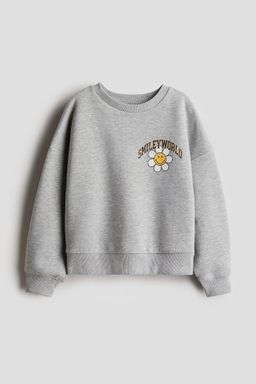 H&M - Girls Grey Print-Motif Sweatshirt