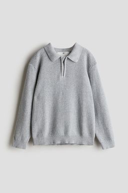 H&M - Boys Grey Zip-Top Polo Jumper
