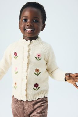 H&M - Girls Beige Embroidery-Detail Cardigan