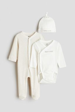 H&M - Boys White 3-Piece Cotton Jersey Gift