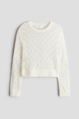 H&M - Girls White Pointelle-Knit Jumper