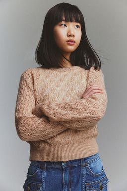H&M - Girls Beige Pointelle-Knit Jumper