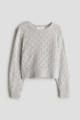 H&M - Girls Grey Pointelle-Knit Jumper