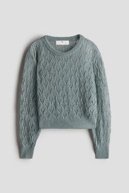 H&M - Girls Turquoise Pointelle-Knit Jumper