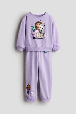 H&M - Girls Purple 2-Piece Printed Sweatshirt