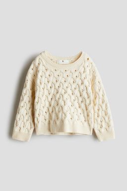 H&M - Girls Beige Hole-Knit Jumper