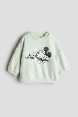 H&M - Boys Green Print-Motif Sweatshirt