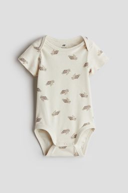 H&M - Boys Beige Printed Envelope-Neck Bodysuit