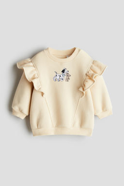H&M - Girls Beige Flounced Sweatshirt