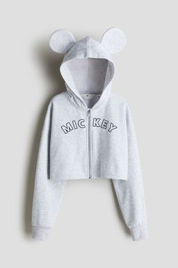 H&M - Girls Grey Motif-Detail Zip-Through Hoodie
