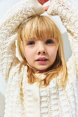 H&M - Girls White Pointelle-Knit Cardigan