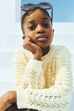 H&M - Girls Yellow Pointelle-Knit Cardigan