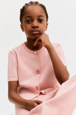 H&M - Girls Pink Fine-Knit Glittery Cardigan