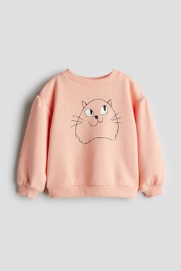 H&M - Girls Orange Printed Cotton Sweatshirt