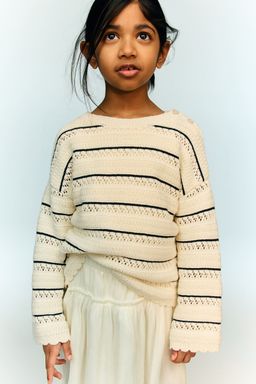 H&M - Girls Beige Pointelle-Knit Cotton Jumper