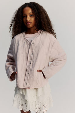 H&M - Girls Pink Quilted Muslin Jacket