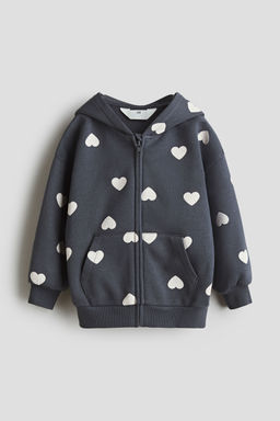H&M - Girls Grey Oversized Zip-Through Hoodie
