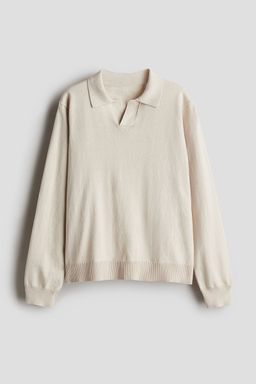 H&M - Boys Beige Fine-Knit Polo Jumper