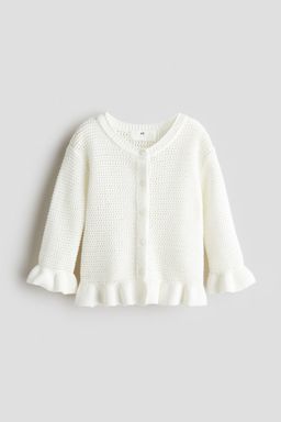 H&M - Girls White Crochet-Look Cardigan