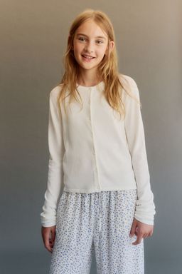 H&M - Girls White Fine-Knit Cardigan