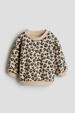 H&M - Girls Beige Printed Brushed-Inside Sweatshirt