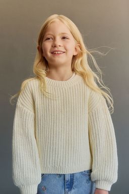 H&M - Girls White Chenille-Knit Jumper