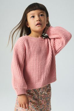 H&M - Girls Pink Chenille-Knit Jumper