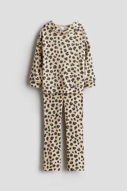 H&M - Girls Beige 2-Piece Brushed Rib-Knit