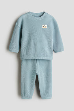 H&M - Boys Turquoise 2-Piece Waffled Cotton