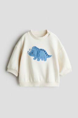 H&M - Boys White Motif-Detail Brushed-Inside Sweatshirt