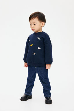 H&M - Boys Blue Motif-Detail Brushed-Inside Sweatshirt