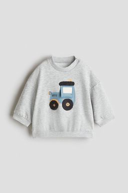 H&M - Boys Grey Motif-Detail Brushed-Inside Sweatshirt