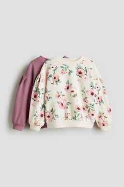 H&M - Girls 2-Pack Puff-Sleeved Sweatshirts