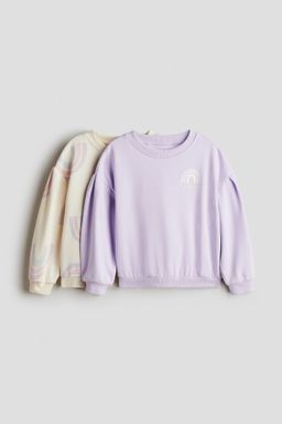 H&M - Girls 2-Pack Puff-Sleeved Sweatshirts