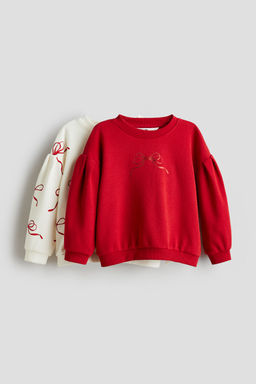 H&M - Girls 2-Pack Puff-Sleeved Sweatshirts