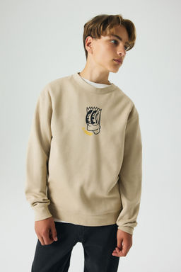 H&M - Boys Beige Printed Sweatshirt