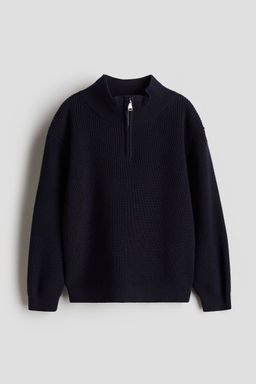 H&M - Boys Blue Zip-Top Cotton Jumper