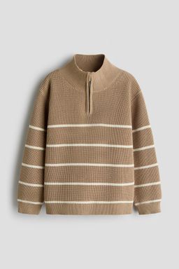 H&M - Boys Beige Zip-Top Cotton Jumper