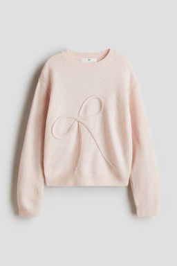 H&M - Girls Pink Loose-Fit Motif-Detail Jumper