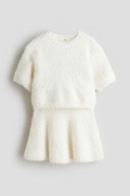 H&M - Girls White 2-Piece Fluffy-Knit