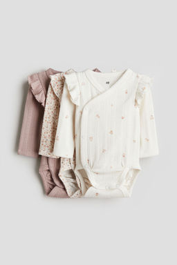 H&M - Girls 3-Pack Pointelle Wrapover Bodysuits