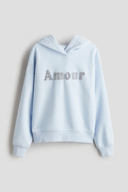 H&M - Girls Blue Oversized Motif-Detail Hoodie