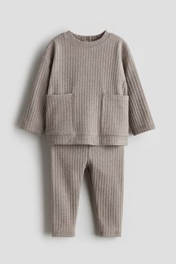 H&M - Boys Grey 2-Piece Ribbed Cotton