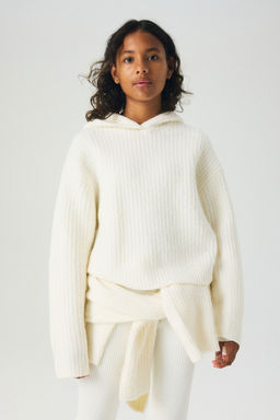 H&M - Girls White Rib-Knit Hoodie