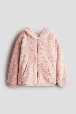 H&M - Girls Pink Teddy Zip-Through Hoodie