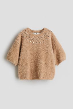 H&M - Girls Beige Short-Sleeved Jumper